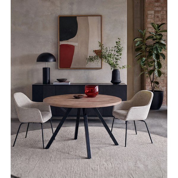 Masă rotundă de sufragerie cu aspect de stejar ø 120 cm Beni - Marckeric-image-1