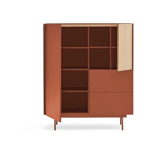 Comodă cărămiziu-natural înaltă cu aspect de lemn de stejar 100x120 cm Otto – Teulat-image-4