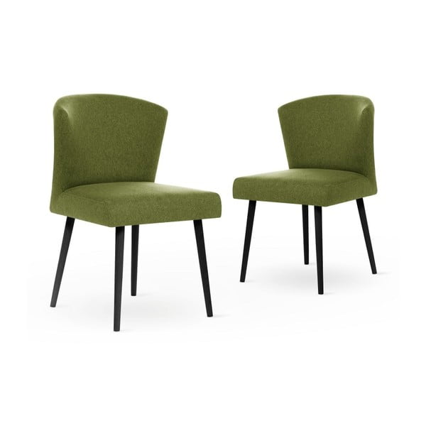 Set 2 scaune cu picioare negre My Pop Design Richter, verde închis