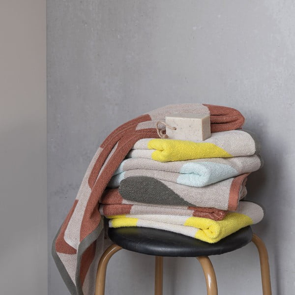 Prosop galben din bumbac organic din frotir 50x90 cm Diagonal – Mette Ditmer Denmark-image-3