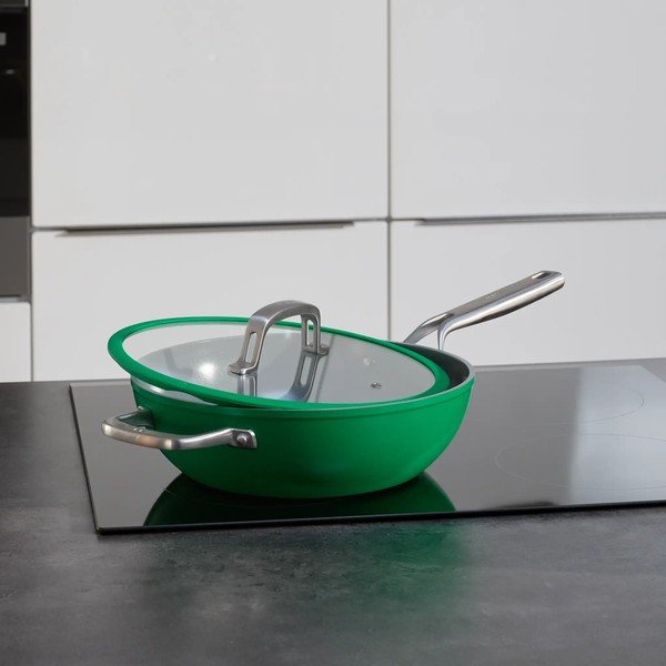 Tigaie tip wok cu capac/cu suprafață ceramică ø 28 cm Meda 3.0 – FABINI-image-1