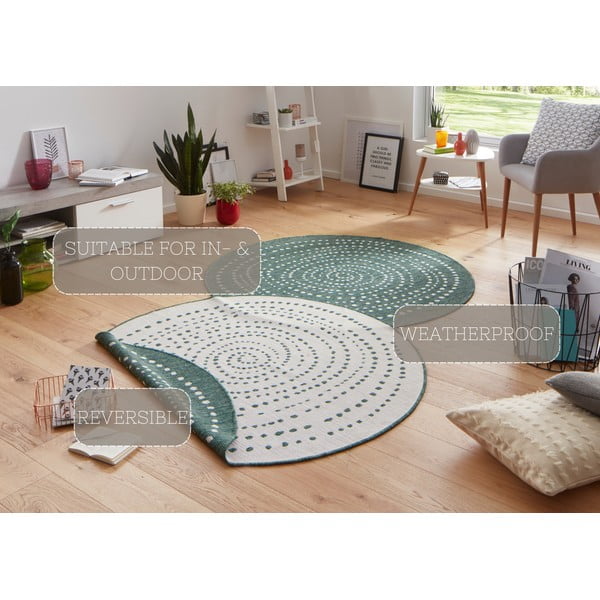 Covor reversibil pentru exterior NORTHRUGS Bali, Ø 200 cm, verde-image-4