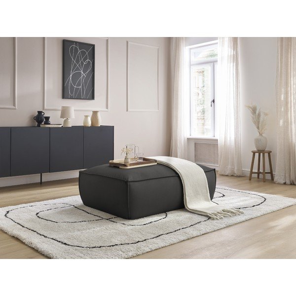 Taburet negru cu tapițerie din imitație de piele Boheme – Bobochic Paris-image-1