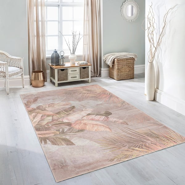 Covor tip traversă bej lavabil 80x200 cm Dusty Leaves – Mila Home-image-3