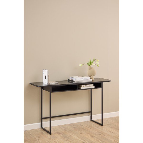 Masă consolă neagră cu aspect de lemn de frasin 40x140 cm Darlington – Actona-image-1