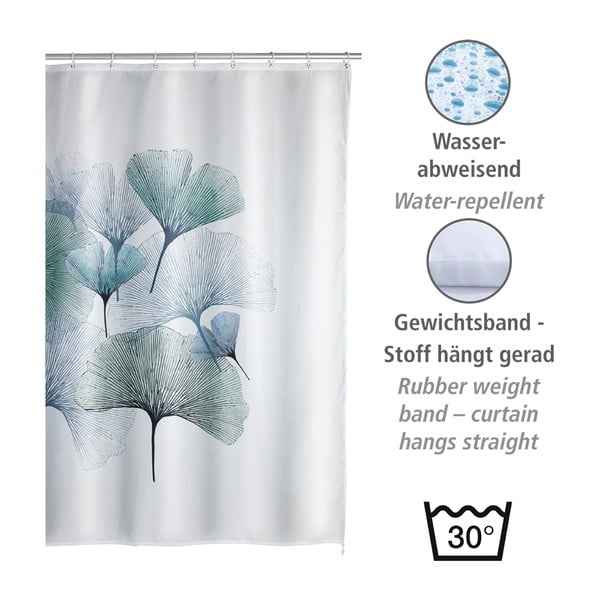 Perdea de baie lavabilă Wenko Ginkgo, 180 x 200 cm-image-1