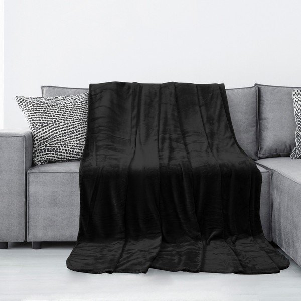 Pătură din microfibră AmeliaHome Tyler, 150 x 200 cm, negru-image-1