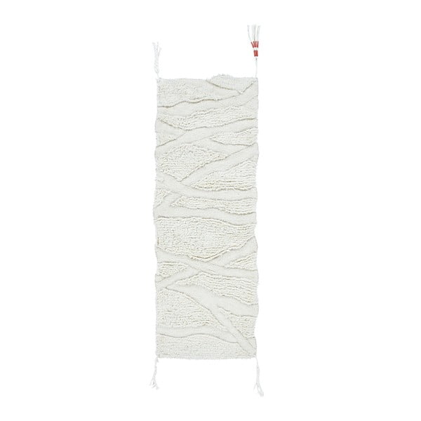 Covor tip traversă alb lavabil/țesut manual din lână 70x200 cm Enkang Ivory – Lorena Canals