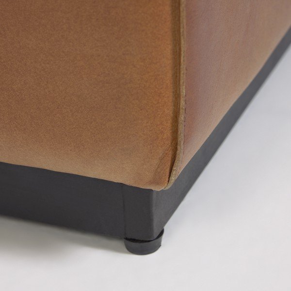 Taburet din piele Kave Home Cesia, maro coniac-image-3