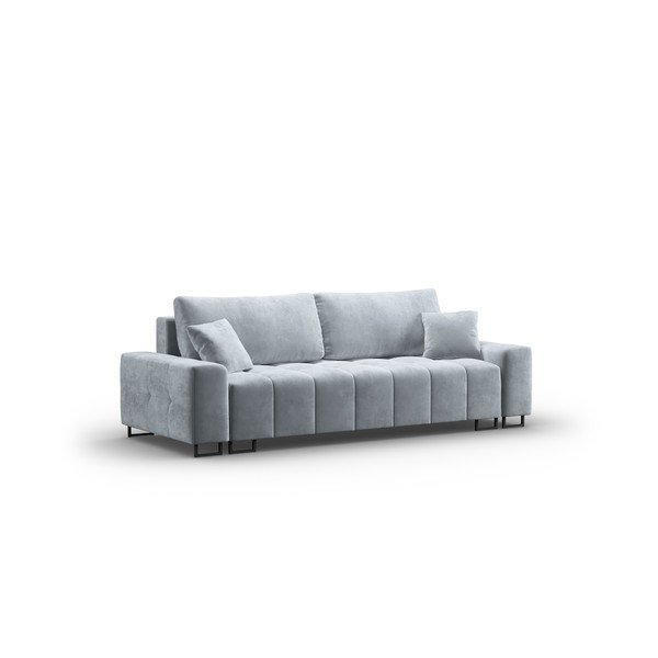 Canapea albastru-deschis extensibilă, cu spațiu de depozitare cu tapițerie din catifea 250 cm Wicklow – Cosmopolitan Design-image-2