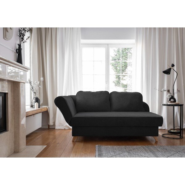 Șezlong gri antracit cu tapițerie din catifea reiată  (cu colț pe partea stângă) Chic Charlotte – Miuform-image-1