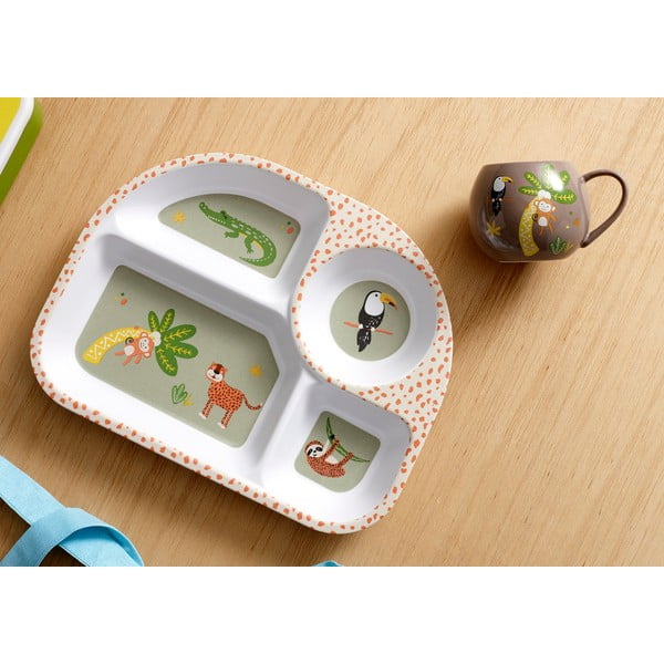 Farfurie albă pentru copii 27x21 cm Jungle - Ladelle-image-1