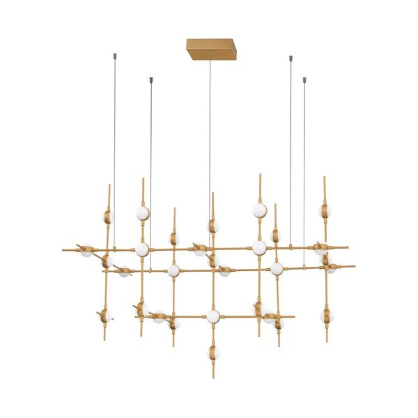 Lustră aurie LED cu intensitate reglabilă din metal cu abajur din sticlă acrilică Atomo – Nova Luce