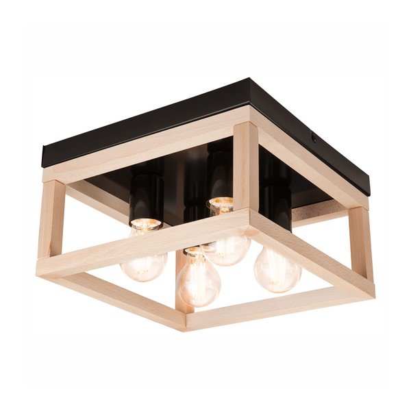 Plafonieră neagră/în culoare naturală 30x30 cm Villy – LAMKUR