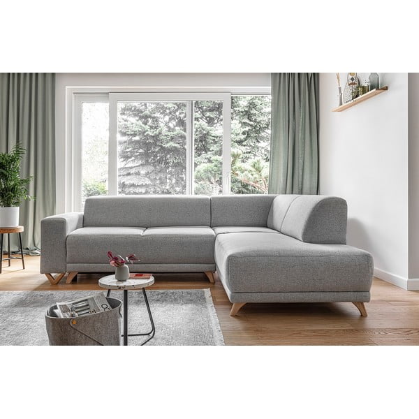 Colțar gri deschis extensibil/cu spațiu de depozitare (cu colț pe partea dreaptă/în formă de ”L”) Classy Sophie – Miuform-image-1