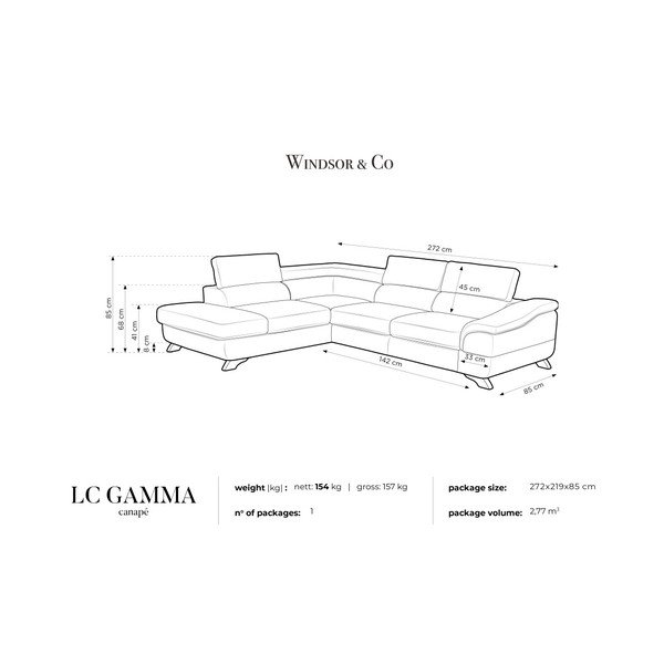 Canapea extensibilă cu spațiu pentru depozitare Windsor & Co Sofas Gamma, pe partea stângă, gri-image-4