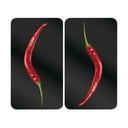 Set 2 protecții din sticlă pentru aragaz Wenko Peperoni, 52 x 30 cm