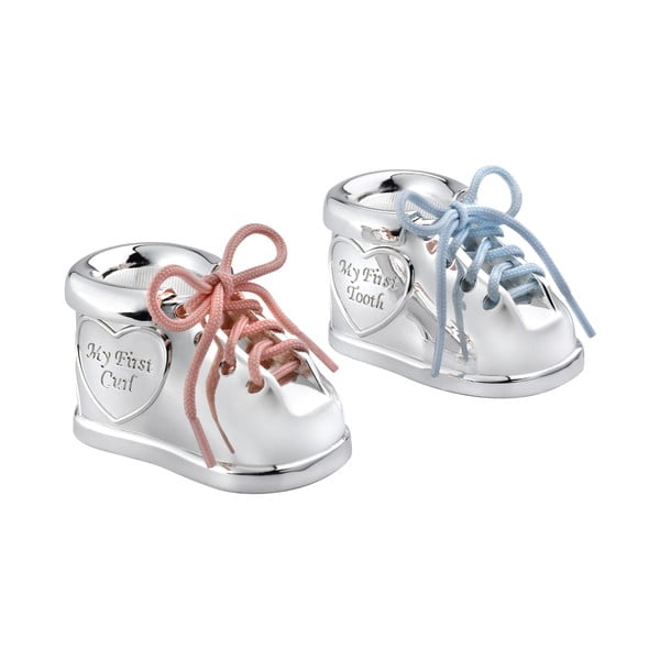 Cutiuță pentru dinți de lapte argintiu-lucios din metal 6x4x4 cm Shoe  – Zilverstad-image-3