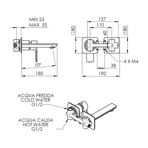 Baterie negru-mat pentru chiuvetă încastrată (1 ieșire) Pax – Sapho-image-2