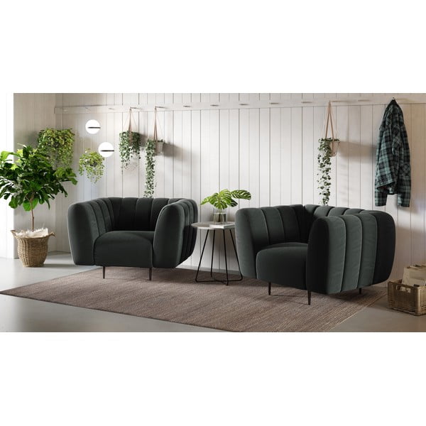 Fotoliu din catifea Ghado Shel, gri închis-image-1