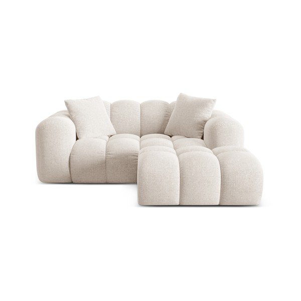 Colțar crem cu tapițerie din chenille (cu colț pe partea dreaptă/cu șezlong) Treno – Cosmopolitan Design