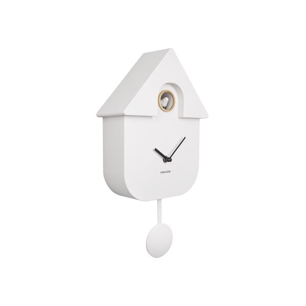 Ceas cu pendul pentru perete Karlsson Modern Cuckoo, 21,5 x 41,5 cm, alb-image-2