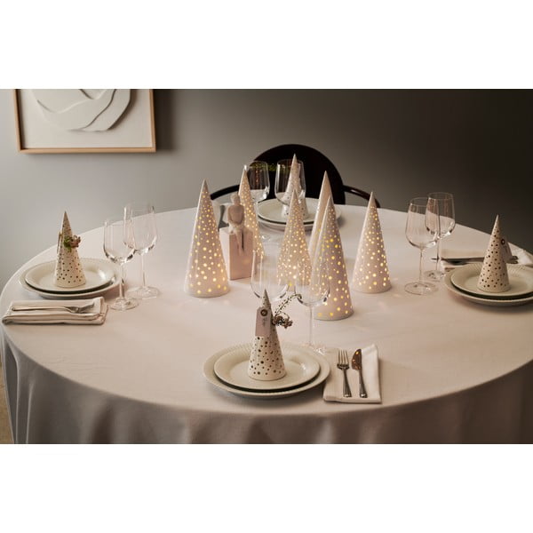 Sfeșnic din porțelan chinezesc pentru Crăciun Kähler Design Nobili, înălțime 30 cm, alb-image-3