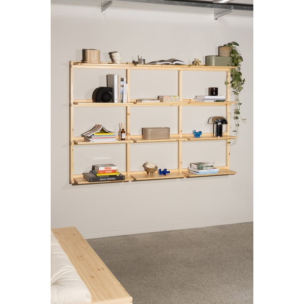 Bibliotecă de perete în culoare naturală din lemn de pin 192x127 cm Groove – Karup Design-image-1