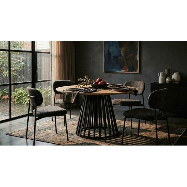Masă de dining rotundă cu blat cu aspect de lemn de  frasin  ø 120 cm Cillian – Bizzotto-image-2