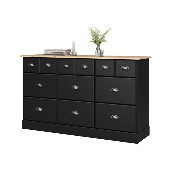 Comodă cu 9 sertare Støraa Leander, negru-image-1