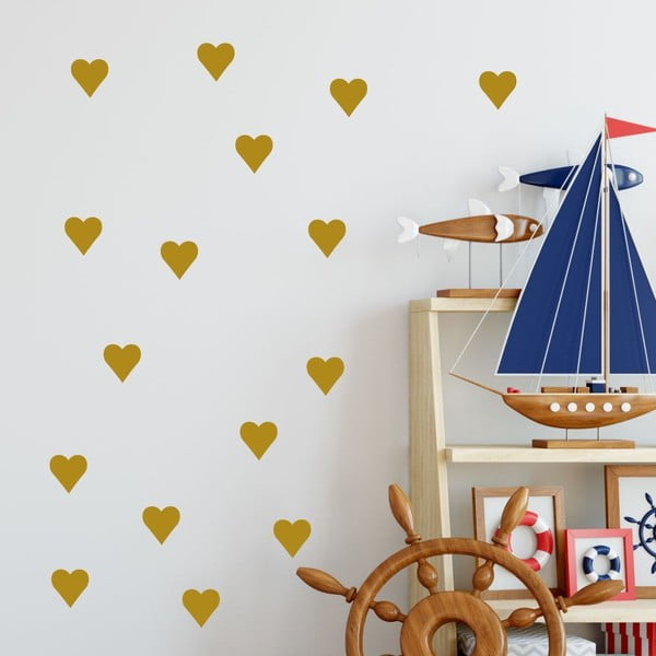 Set autocolante de perete North Carolina Scandinavian Home Decors Heart, auriu