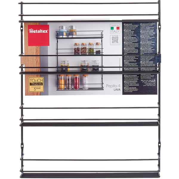 Organizator pentru mirodenii, de montat pe perete, din oțel inoxidabil – Metaltex-image-3