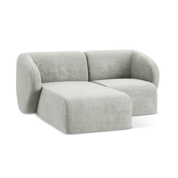 Colțar gri deschis cu tapițerie din chenille (cu colț pe partea stângă/cu șezlong) Lani – Makamii-image-4