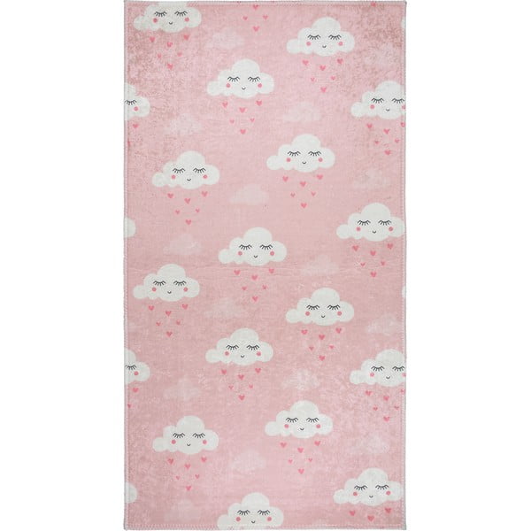 Covor pentru copii roz deschis lavabil 100x160 cm Pink Clouds – Vitaus