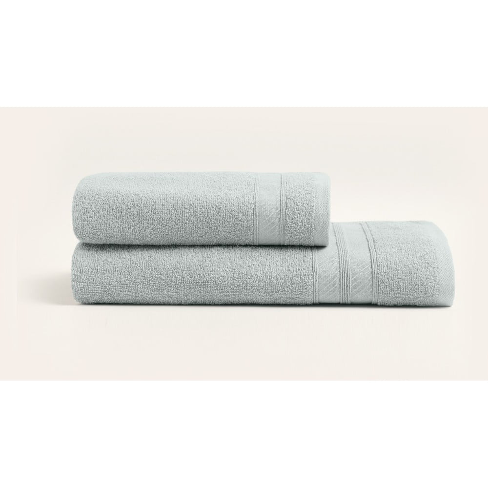Prosoape de baie gri-deschis 2 buc. din bumbac din frotir – Foutastic