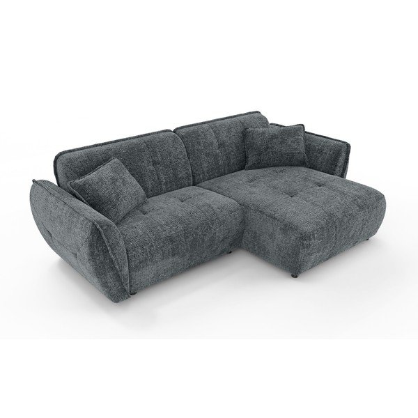 Colțar gri închis cu tapițerie din chenille (cu colț pe partea dreaptă/cu șezlong) Nelia – Ropez-image-2