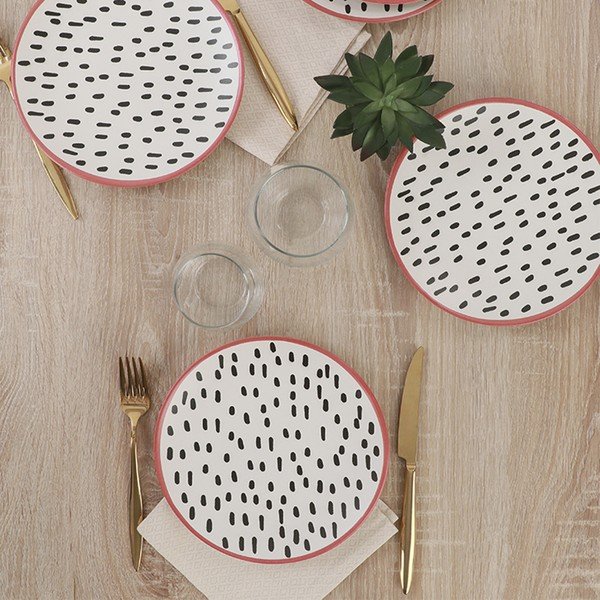 Set 6 farfurii pentru desert din ceramică My Ceramic Brush Dots, 20 cm-image-1