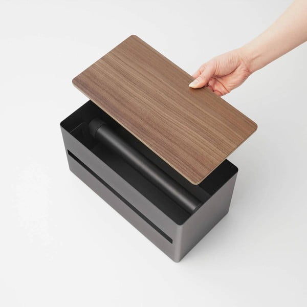 Suport orizontal pentru prosoape de bucătărie din hârtie negru din metal Rin – YAMAZAKI-image-3