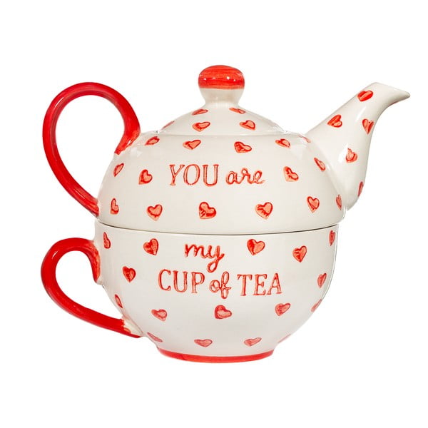 Set pentru ceai roșu/alb din ceramică You are My Cup of Tea – Sass & Belle