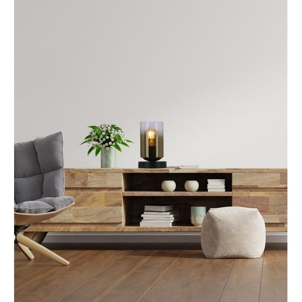 Veioză neagră cu abajur din sticlă (înălțime 20 cm) Aspra – Candellux Lighting-image-1