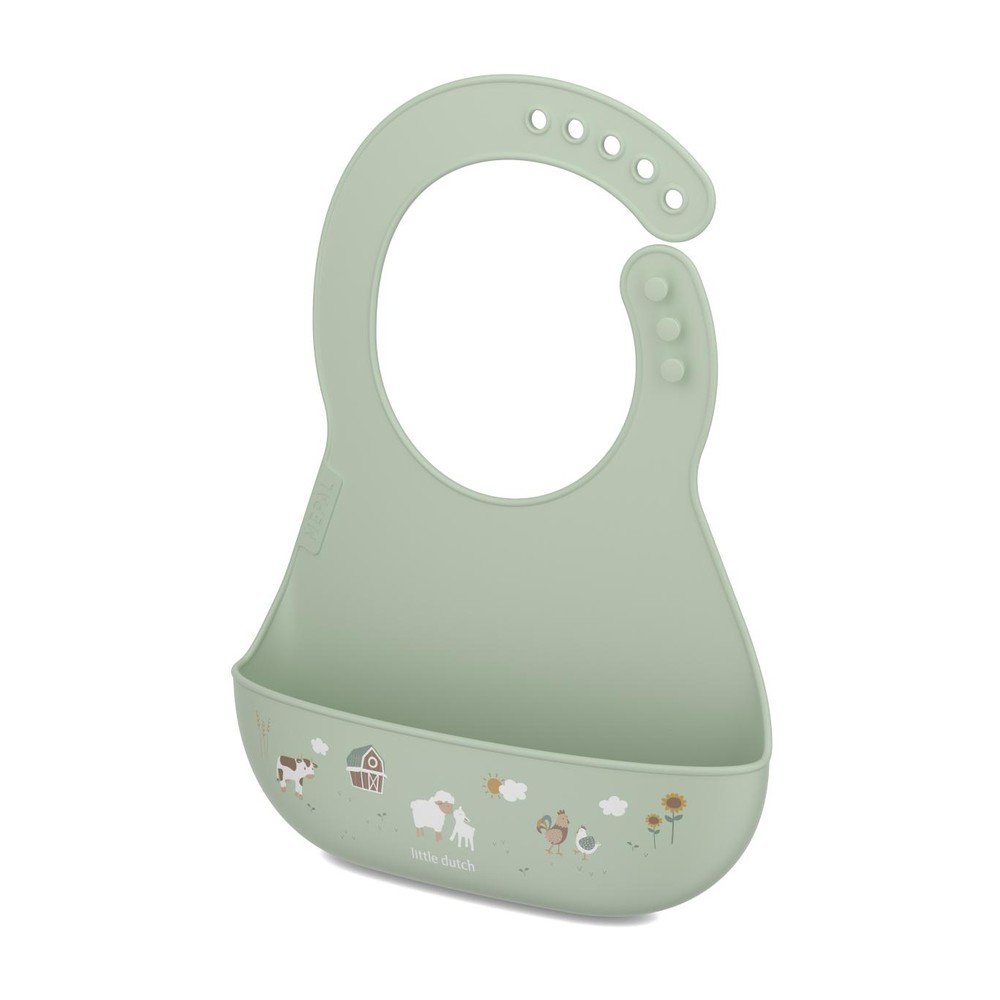 Bavetă verde-deschis din silicon Little Farm – Mepal