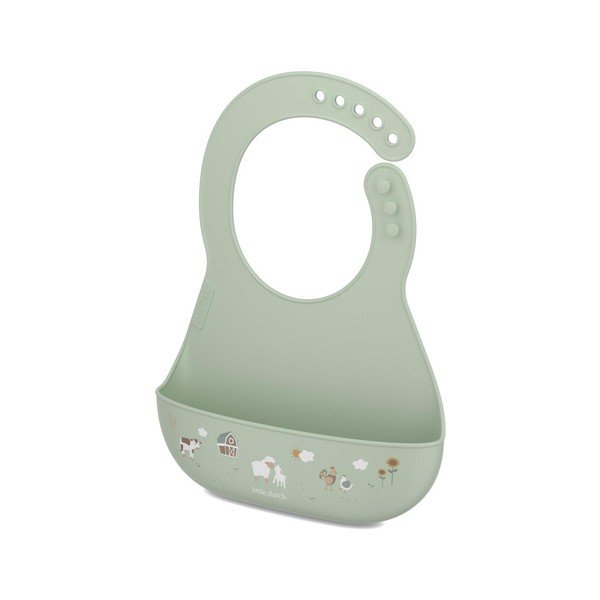 Bavetă verde-deschis din silicon Little Farm – Mepal