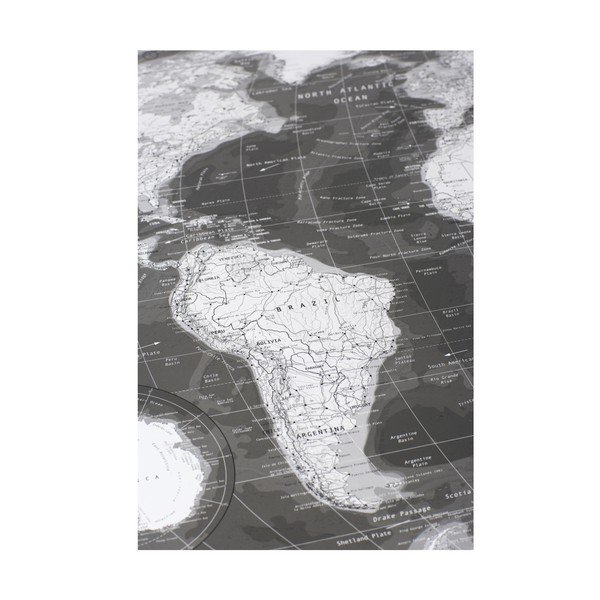 Harta lumii în husă transparentă Monochrome World Map, 130 x 72 cm-image-2