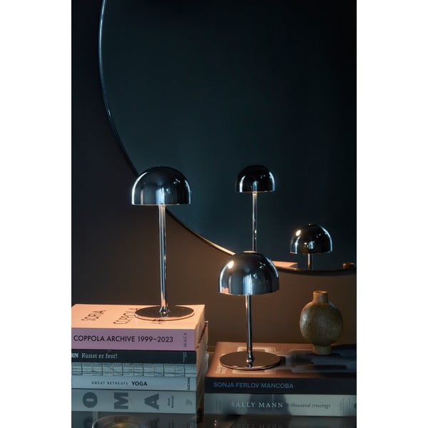 Veioză argintie LED cu control prin telecomandă cu abajur din metal (înălțime 30 cm) Tim – Sirius-image-3