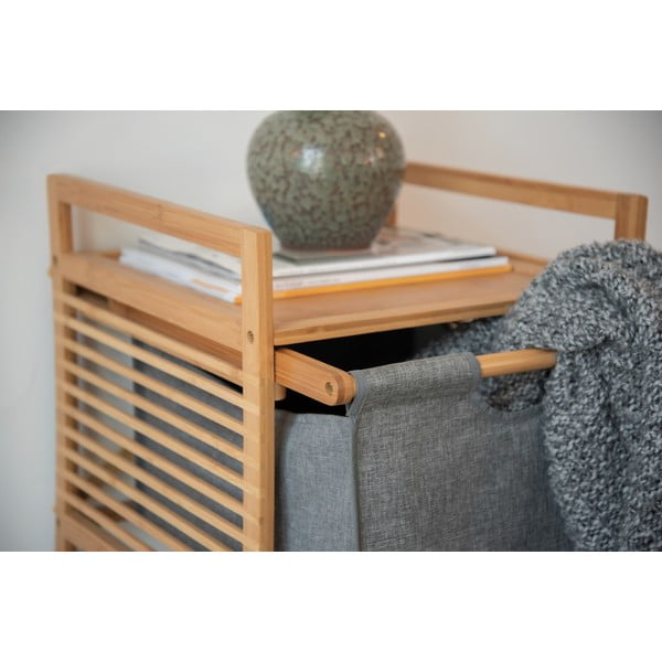 Dulap de baie gri/în culoare naturală jos din bambus 40x56 cm Bahari – Wenko-image-4