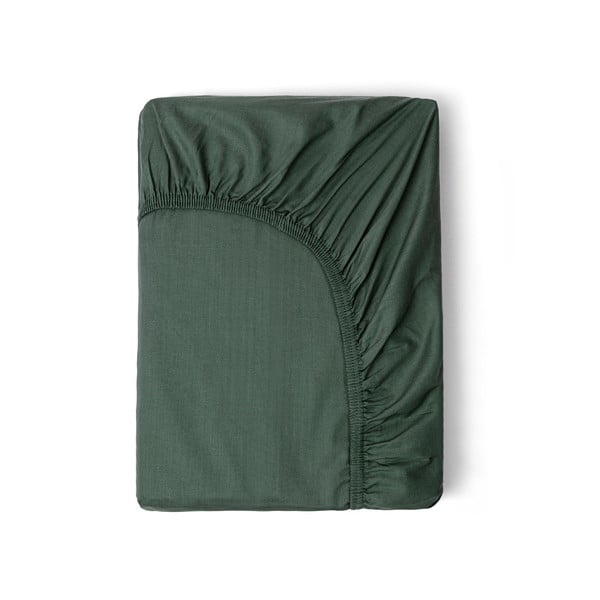 Cearșaf elastic din bumbac satinat HIP, 140 x 200 cm, verde închis