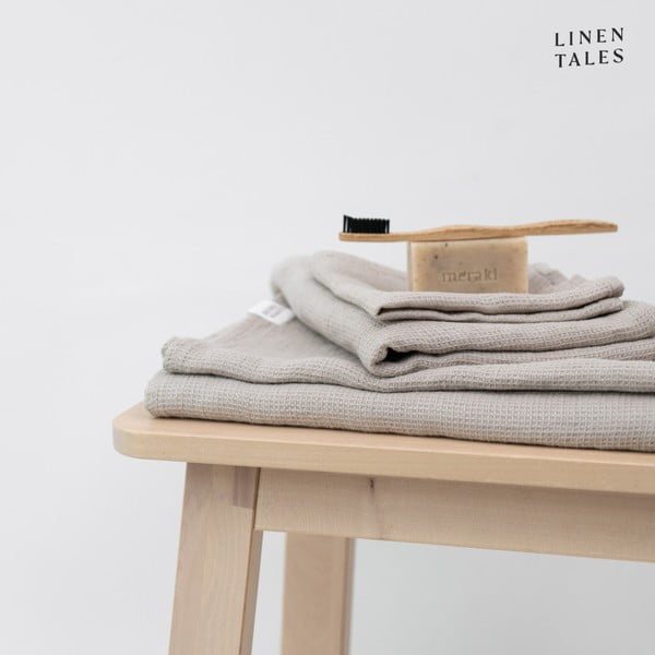 Prosop în culoare naturală din in gofrat 45x65 cm Natural Fine Waffle – Linen Tales-image-4