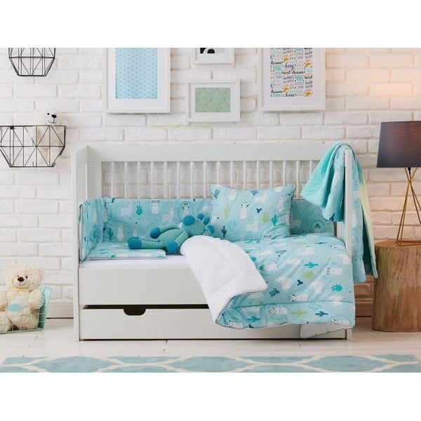 Pernă decorativă pentru copii Pinio Llamas, 45 x 50 cm, albastru-image-1