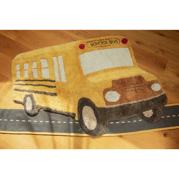 Covor pentru copii galben ocru lavabil, țesut manual din bumbac 90x130 cm School Bus – Lorena Canals-image-4