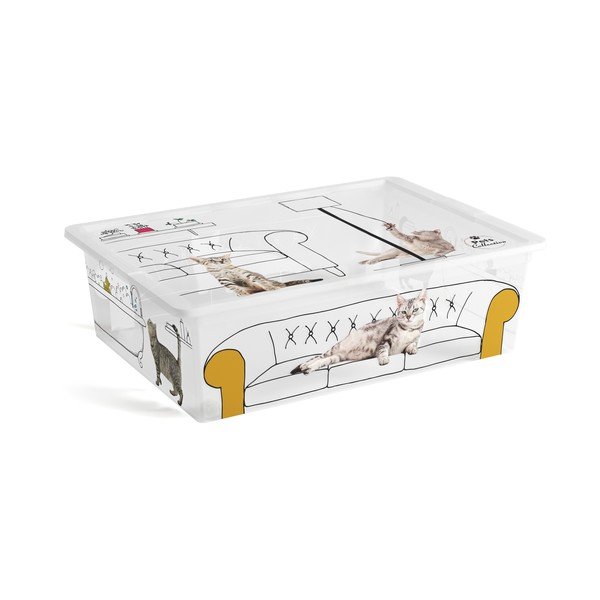 Cutie de depozitare albă din plastic cu capac 55x39x16 cm C Box Style – KIS